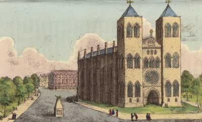 Brunswick katedrális, Németország, IV. György király elhidegült felesége, Karolina királynő végső nyughelye (színes metszet) alkotó: English School