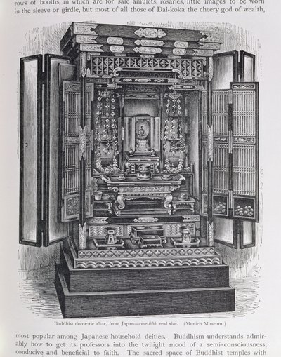 Buddhista házi oltár, "Az emberiség története" III. kötetéből, Friedrich Ratzel professzor, 1898 alkotó: English School