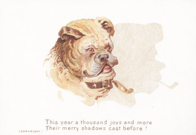 Bulldog és árnyék, karácsonyi kártya alkotó: English School