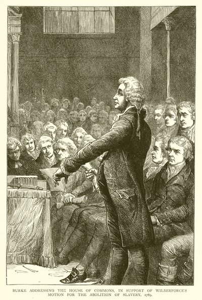 Burke beszédet mond az alsóházhoz, Wilberforce rabszolgaság eltörlésére irányuló indítványának támogatására alkotó: English School