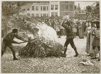 Burning of Blounts brosúra a Common Hangmantől, illusztráció a Cassells Illustrated History of Englandből (szépia fotó) alkotó: English School