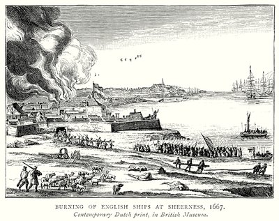 Angol hajók elégetése és Sheernessben alkotó: English School