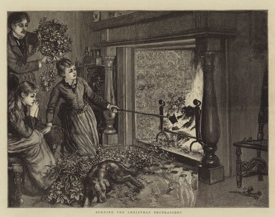 A karácsonyi díszek égetése (metszet) alkotó: English School