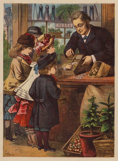 A vetőmagok megvásárlása (színes litográfia) alkotó: English School