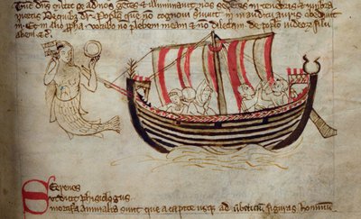 CCA-LitMs/D/10 fol. 18r sziréna, a Bestiáriumból alkotó: English School