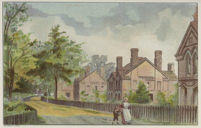 Cadbury munkásházai és vidéki utca, Bournville, Birmingham (chromolitho) alkotó: English School
