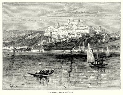 Cagliari, a tenger felől (metszet) alkotó: English School