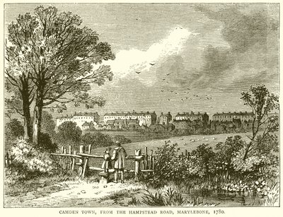 Camden Town, a Hampstead Roadról, Marylebone, 1780 alkotó: English School
