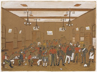 Menza a 7. dragonyos gárdisták, a 3. huszárok, a skót szürkék és a 10. huszárok embereivel, 1886 (wc papíron) alkotó: English School