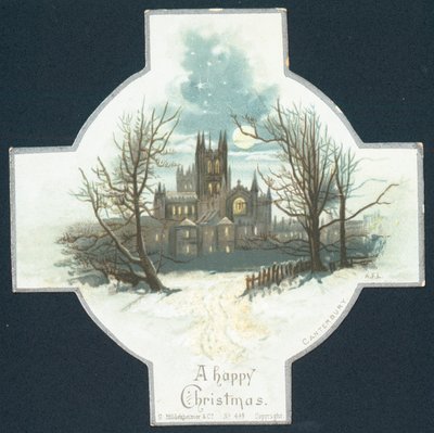 Canterbury katedrális, karácsonyi üdvözlőlap alkotó: English School