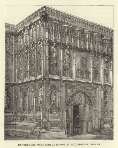Canterbury katedrális, veranda a délnyugati sarokban alkotó: English School