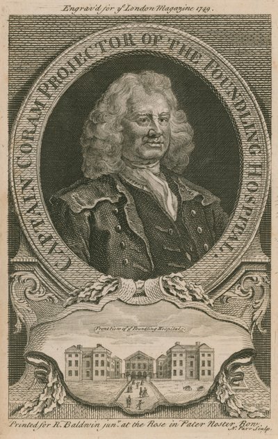 Coram kapitány, a Foundling Kórház kivetítője alkotó: English School