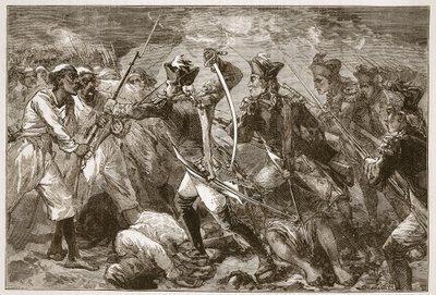 Yorke kapitány vezeti a nyomorult reményt Masulipatamban, Illusztráció: Cassells Illustrated History of India, James Grant, pub. 1879 alkotó: English School