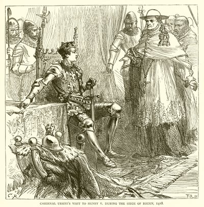 Ursinis bíboros látogatása V. Henriknél Rouen ostroma alatt, 1418 alkotó: English School