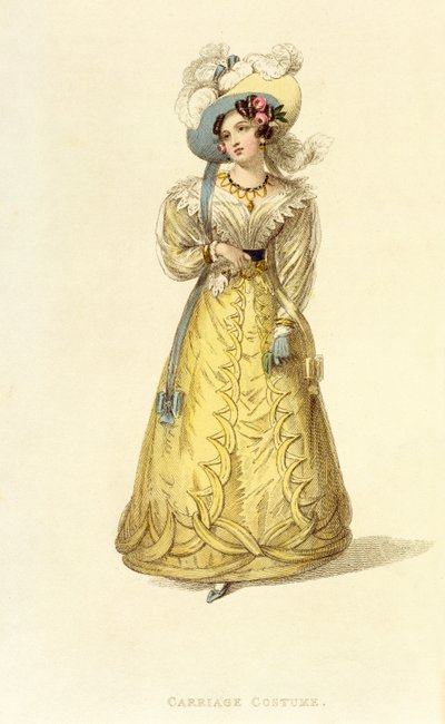 Kosztüm jelmez, divatlap az Ackermanns Repository of Artsból, 1827 körül alkotó: English School