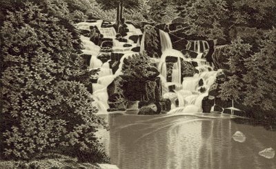 Cascade, Virginia Water (litho) alkotó: English School