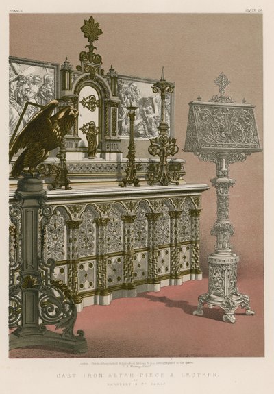 Öntöttvas oltárdarab és emelvény, Barbezet and Co, Paris alkotó: English School
