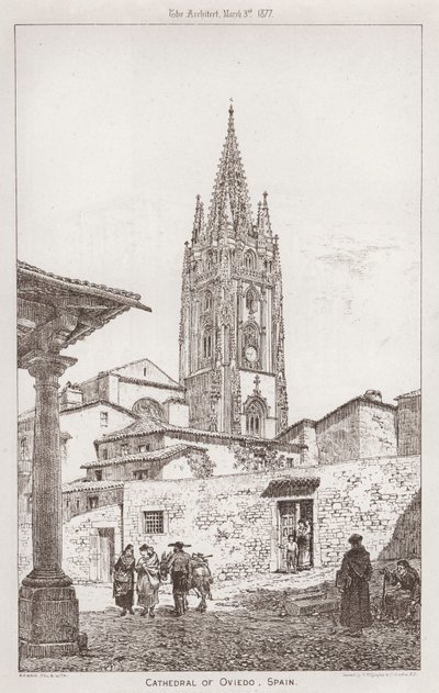 Oviedo székesegyház, Spanyolország (metszet) alkotó: English School