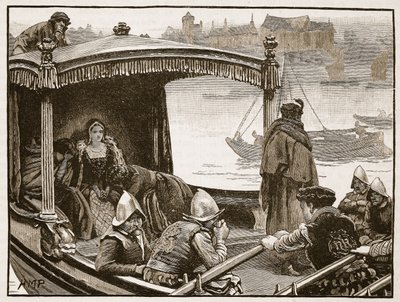 Catherine Howardot a toronyba szállítják, illusztráció a Cassells Illustrated History of Englandből (szépia fotó) alkotó: English School