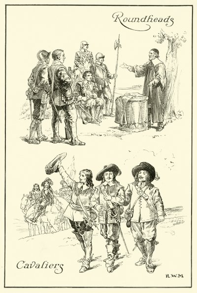 Cavaliers és Roundheads (tinta papíron) alkotó: English School