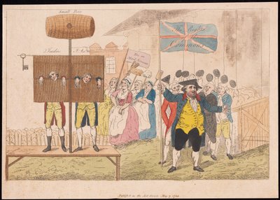 Cecil Wray a Pillory-ban The Rights of the Commons, pub. 1784 (kézzel színezett metszet) alkotó: English School
