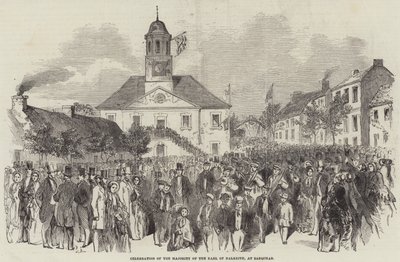 Dalkeith gróf többségének ünnepe Sanquharban (metszet) alkotó: English School