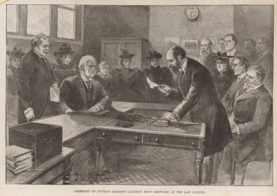 Köcsögök levágásának ünnepsége (ősi bérleti szolgáltatások) a Törvényszékeken alkotó: English School