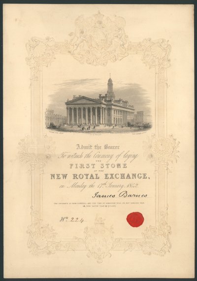 A londoni New Royal Exchange első kövének letételi ceremóniája 1842. január 17-én alkotó: English School