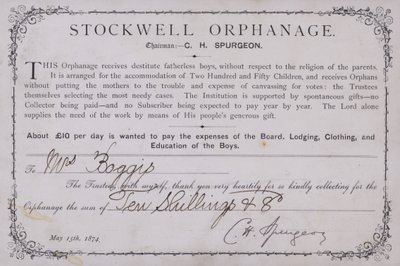 Köszönet oklevél a londoni Stockwell Orphanage adományáért, 1874 alkotó: English School