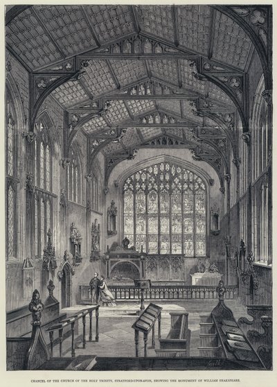 A Stratford-upon-Avon-i Szentháromság-templom kancellárja, William Shakspeare emlékműve (metszet) alkotó: English School
