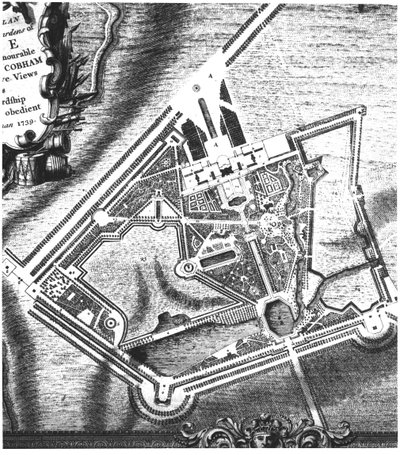 Charles Bridgemans (fl. 1713-38) terve a Stowe Gardens számára, a Stowe-i kilátásokról szóló könyvből, amelyet Mrs. Charles Bridgeman adott ki 1739-ben (lásd William Kents későbbi tervét a 140583. szám alatt) alkotó: English School