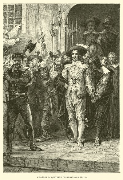 I. Károly kilép a Westminster Hallból alkotó: English School