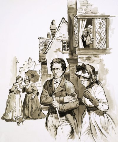 Charles Lambet és nővérét a helyi pletykák egyik szállásról a másikra űzték. alkotó: English School
