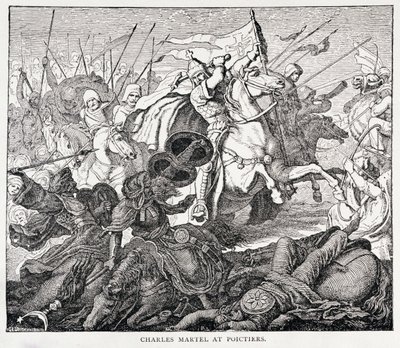 Charles Martel (688-741 körül) a Poictiers-ben, a Franciaország történelméből, Emile de Bonnechose, kiadó: Ward, Lock and Co, London alkotó: English School