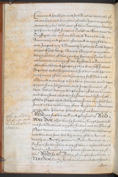 Az Afrikában kereskedő angol királyi kalandorok társaságának kiadott charta, Sloane MS 205, f.8v. alkotó: English School
