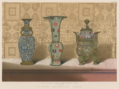 Kínai zománcozott vázák (chromolitho) alkotó: English School