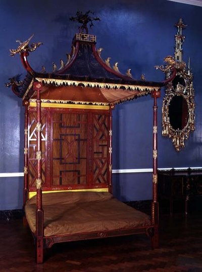 Kínai stílusú Chippendale ágy, tollaslabda, Gloucestershire, 1750-54 alkotó: English School