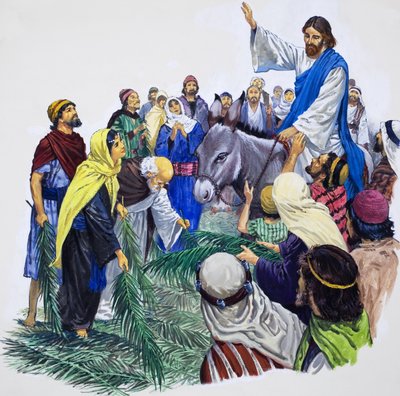 Krisztus bevonul Jeruzsálembe (gouache, papír) alkotó: English School