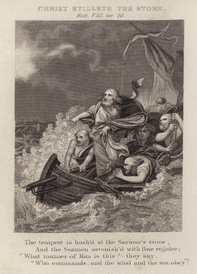 Krisztus elcsillapítja a vihart, VIII. Máté, 26. vers (metszet) alkotó: English School