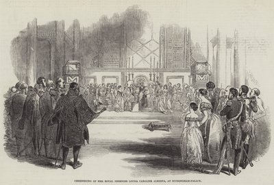 Ő Királyi Fensége Louisa Caroline Alberta keresztelője a Buckingham-palotában (metszet) alkotó: English School