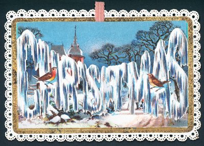 Karácsonyi szövegezés jégben, karácsonyi kártya alkotó: English School