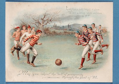 Karácsonyi képeslap egy futballmérkőzésről, 1892 alkotó: English School