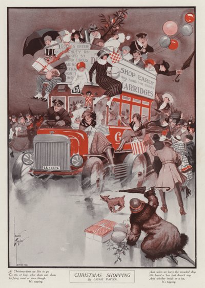 Karácsonyi bevásárlás (színes litho) alkotó: English School