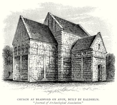 Ealdhelm által épített templom Bradford on Avonban (metszet) alkotó: English School