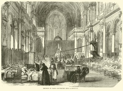 A párizsi templomot kórházzá alakították át 1870 novemberében alkotó: English School