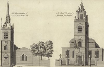 St Dunstan templom keleten és St James Garlickhythe templom, London alkotó: English School