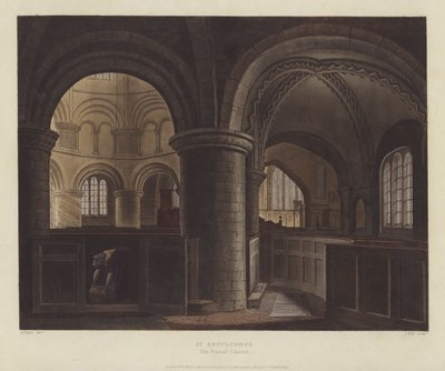 Szent Sír-templom (a kerek templom), Cambridge (színes metszet) alkotó: English School