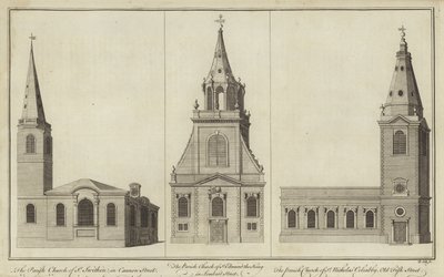St Swithin, Cannon Street, St Edmund the King, Lombard Street és St Nicholas Cole Abbey templomok, Old Fish Street alkotó: English School