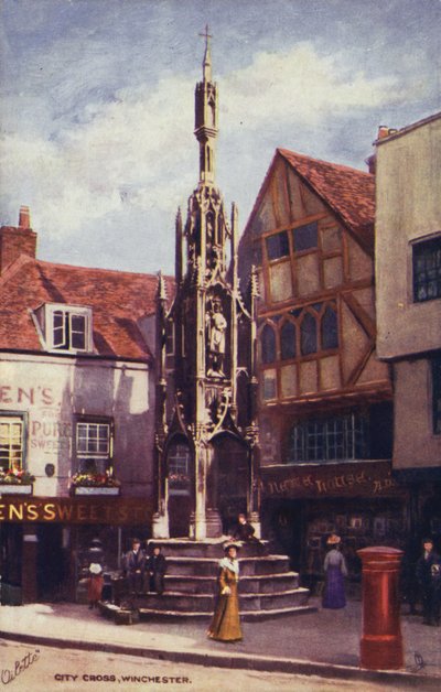 City Cross, Winchester (színes litográfia) alkotó: English School