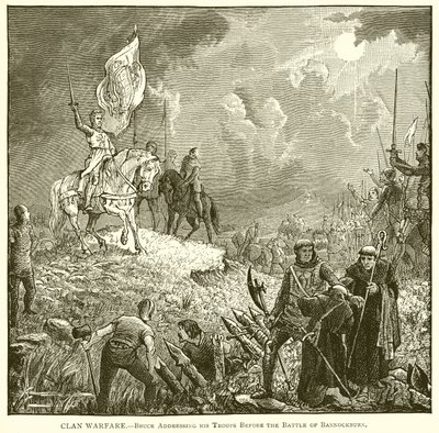 Klánháború. Bruce a csapataihoz szól a bannockburni csata előtt alkotó: English School